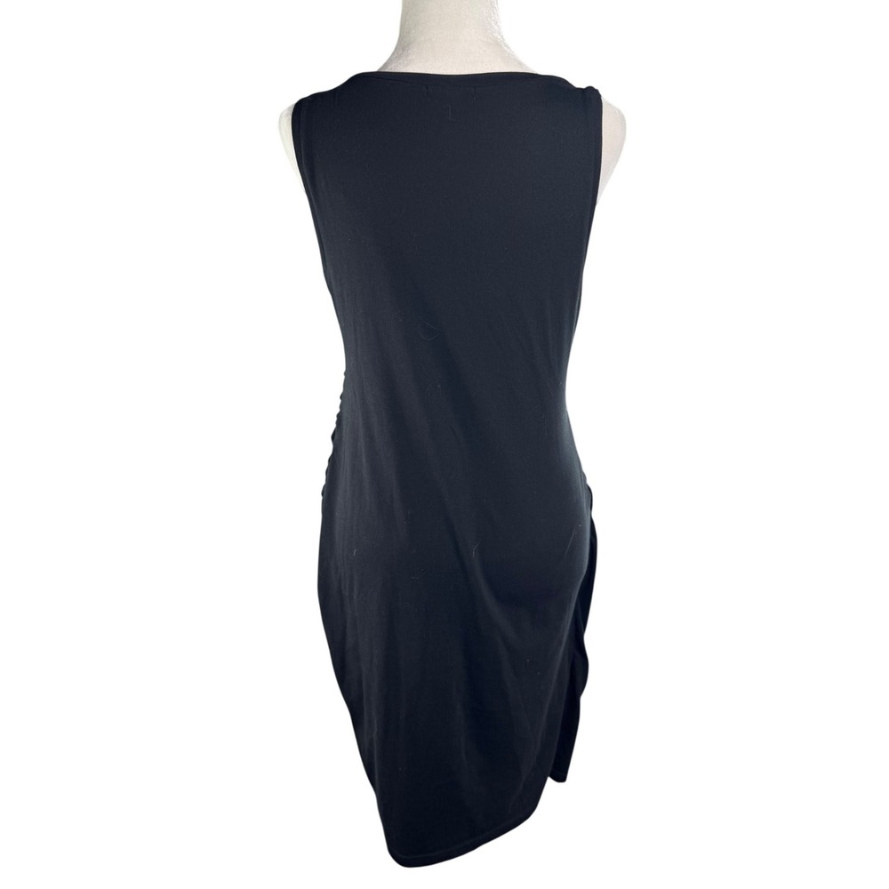 Leith Black Sleeveless Ruched Side Bodycon Tulip Hem Dress Size Large LBD